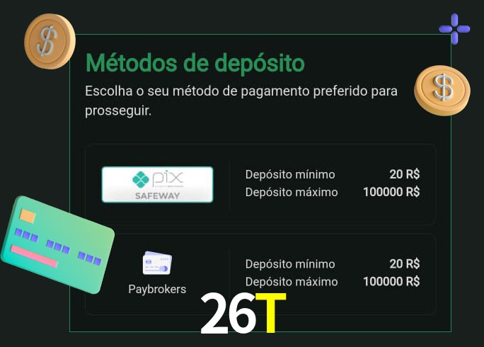 O cassino 26T oferece uma grande variedade de métodos de pagamento
